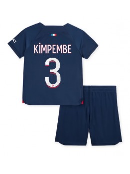 Paris Saint-Germain Presnel Kimpembe #3 Heimtrikotsatz für Kinder 2023-24 Kurzarm (+ Kurze Hosen)